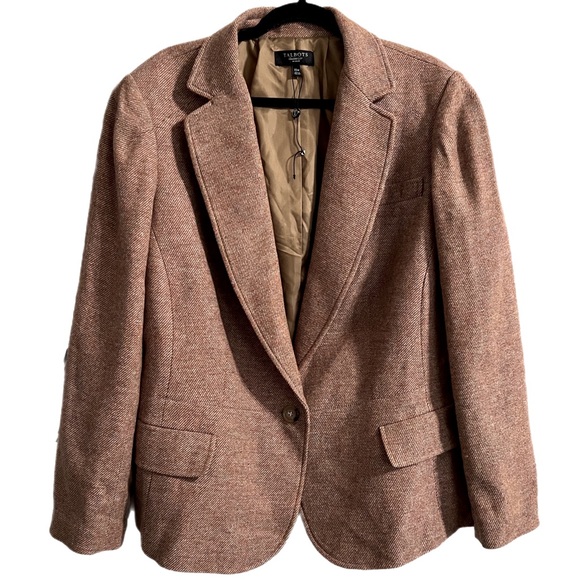 Talbots Jackets & Blazers - Talbots Women Tan Tweed One Button Blazer Size 22